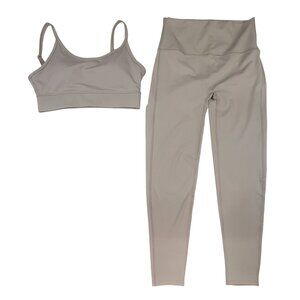 Zenana Sports Bra & Legging Set Ash Mocha Womens Large New in Bag Poly/Spandex